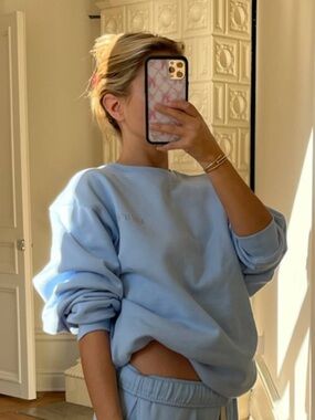 Djerf Avenue Light Blue staple sweatshirt